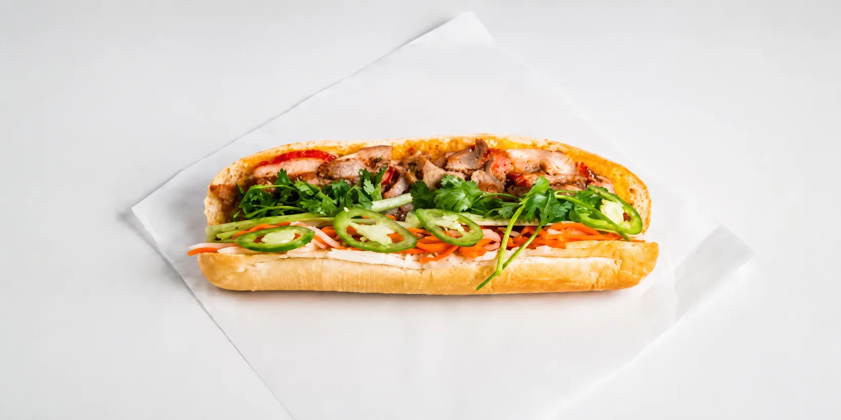 Bánh Mì Nem Nướng, Bì – grilled and shredded pork Vietnamese sub, Calgary SE